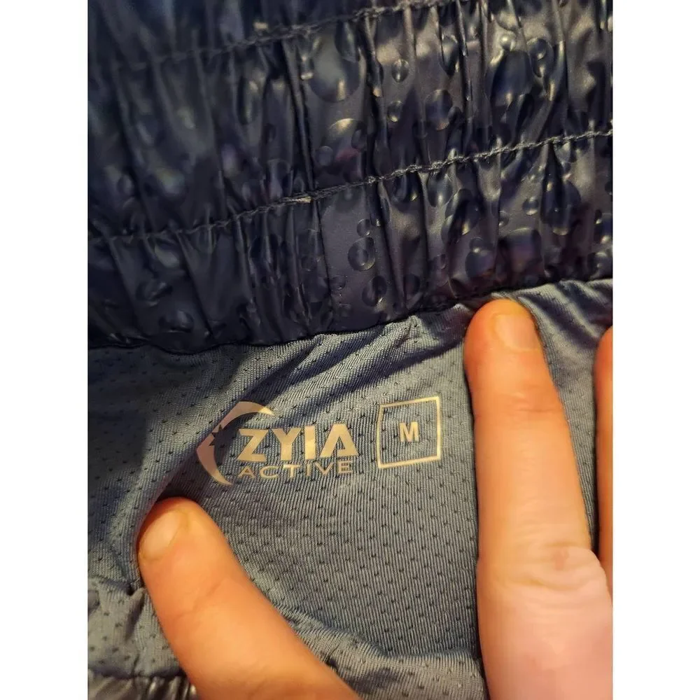 Zyia Blued Steel Bubbles Hi-Rise Bomber Shorts Size Medium